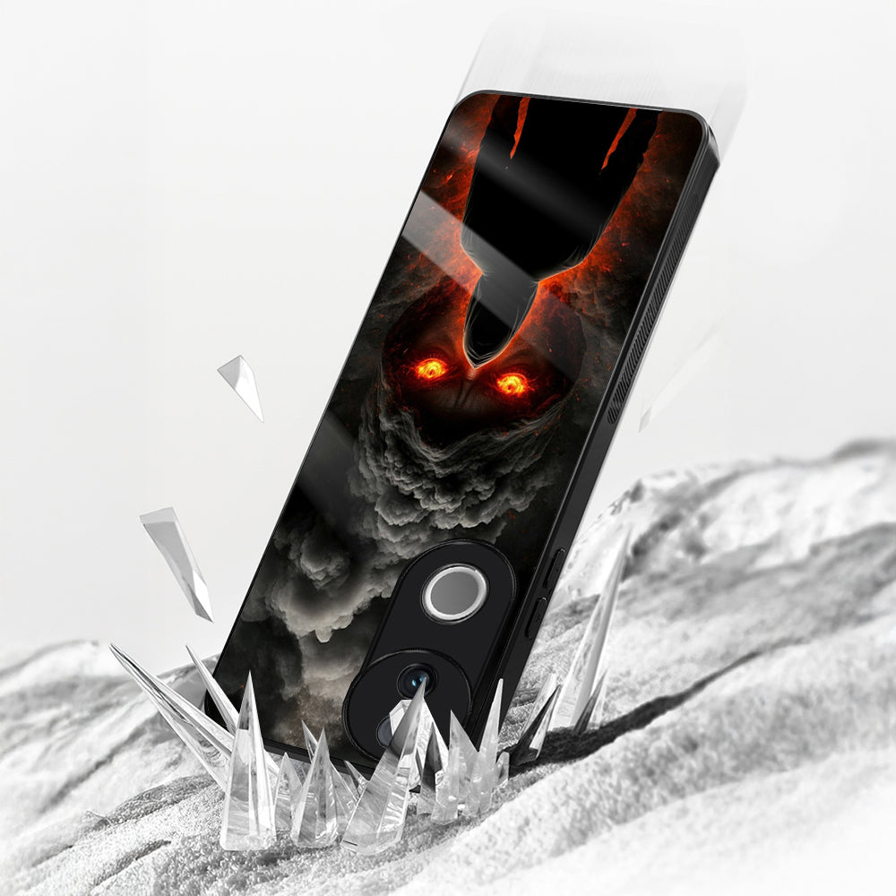 Vivo V50 5G Premium Acrylic Shockproof Glass Back Case (Dark Flame)