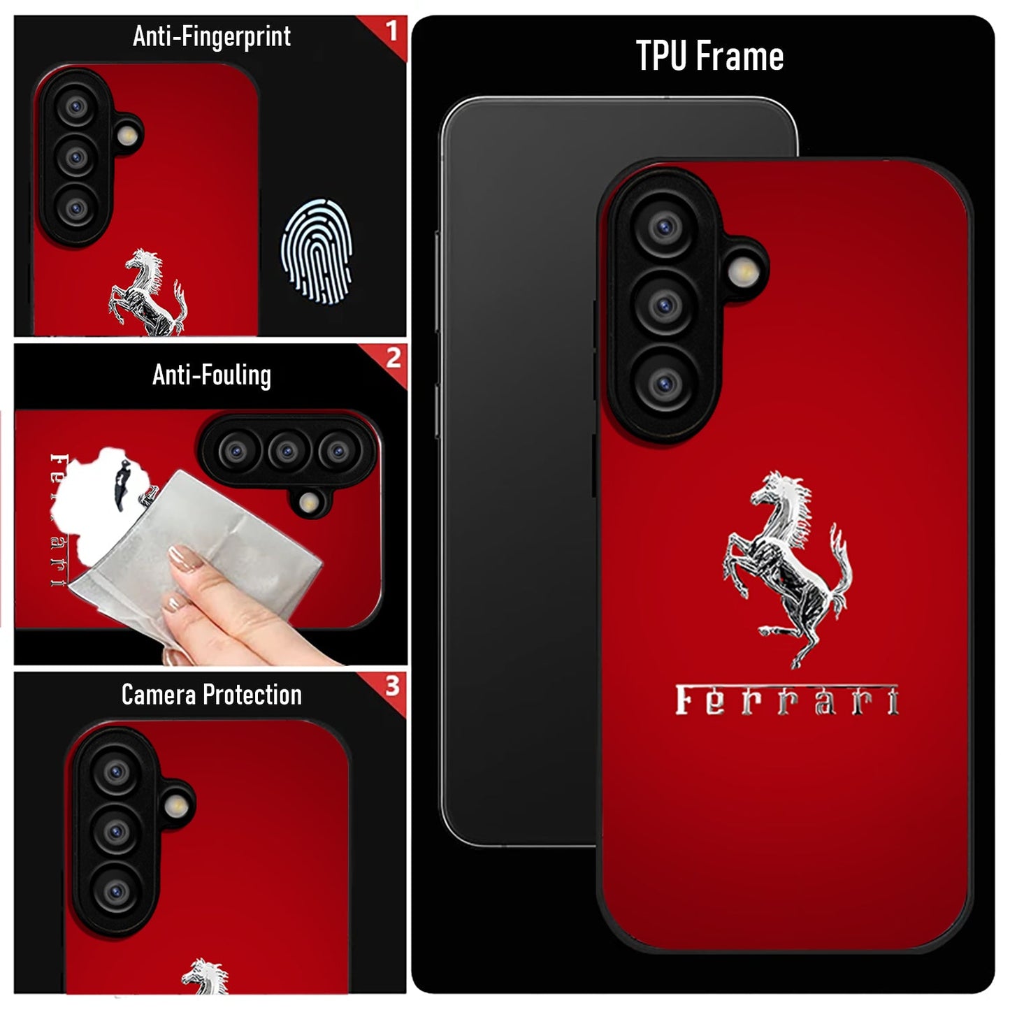 Samsung Galaxy A56 Premium Acrylic Shockproof Glass Back Case (Ferrari Passion)