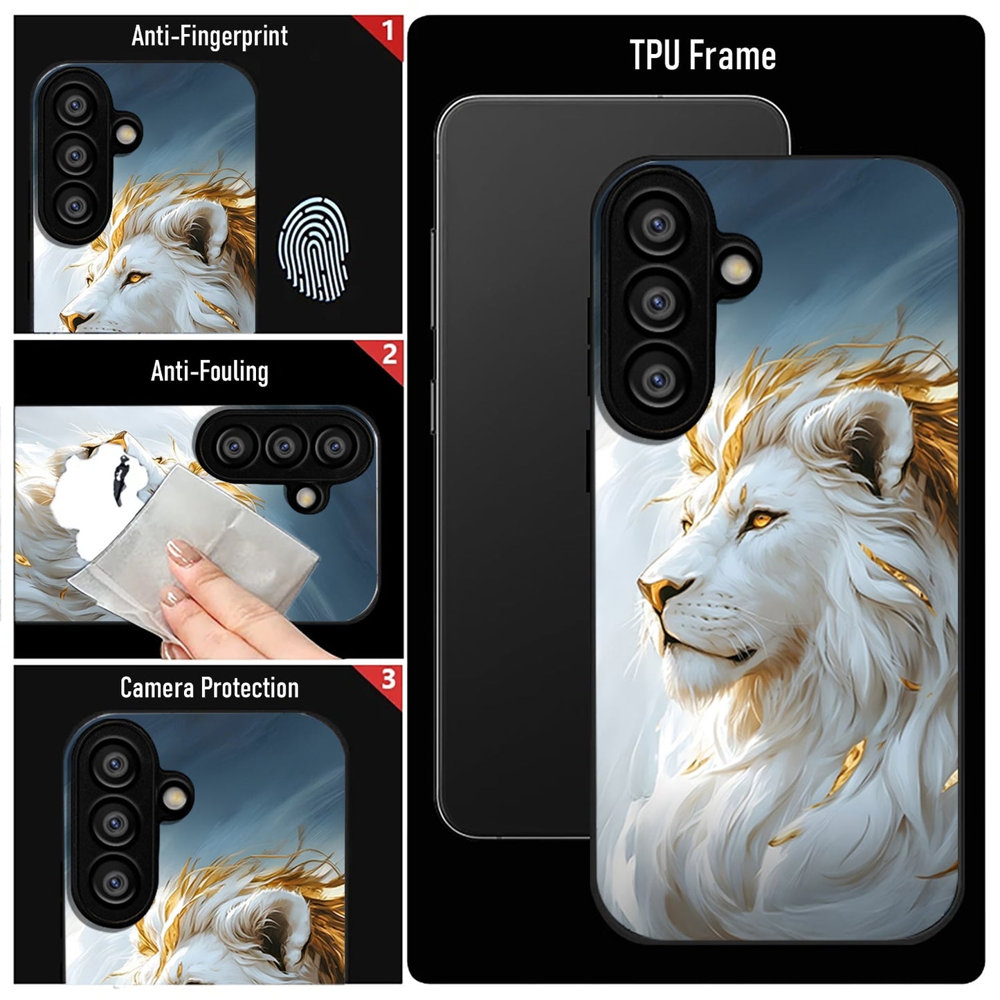 Samsung Galaxy A56 Premium Acrylic Shockproof Glass Back Case (Lion Glory)