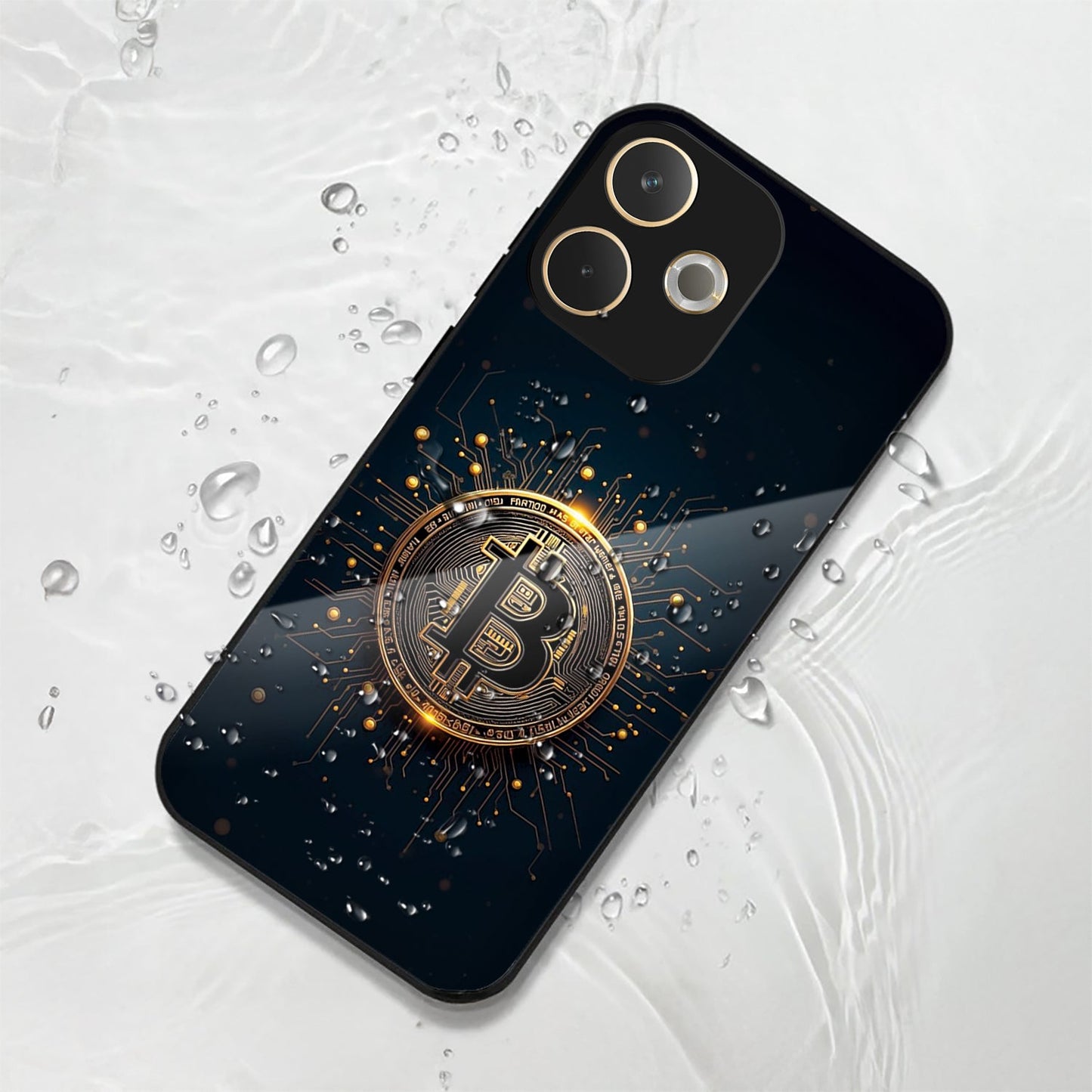 Oppo A5 Pro 5G Premium Acrylic Shockproof Glass Back Case (Bitcoin Armor)