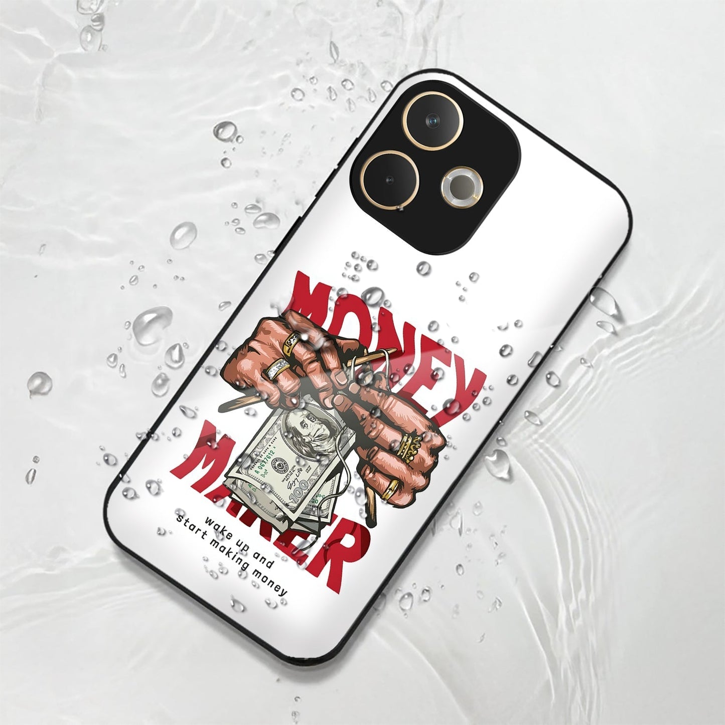 Oppo A5 Pro 5G Premium Acrylic Shockproof Glass Back Case ( Money Maker )