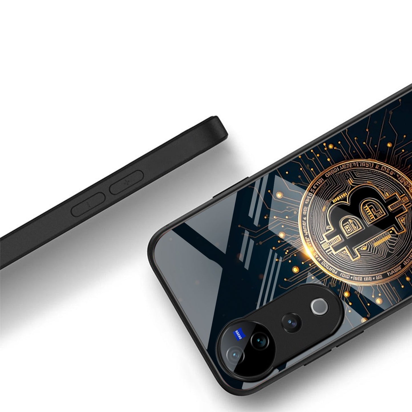 Vivo V40 Pro 5G Premium Acrylic Shockproof Glass Back Case (Bitcoin Armor)