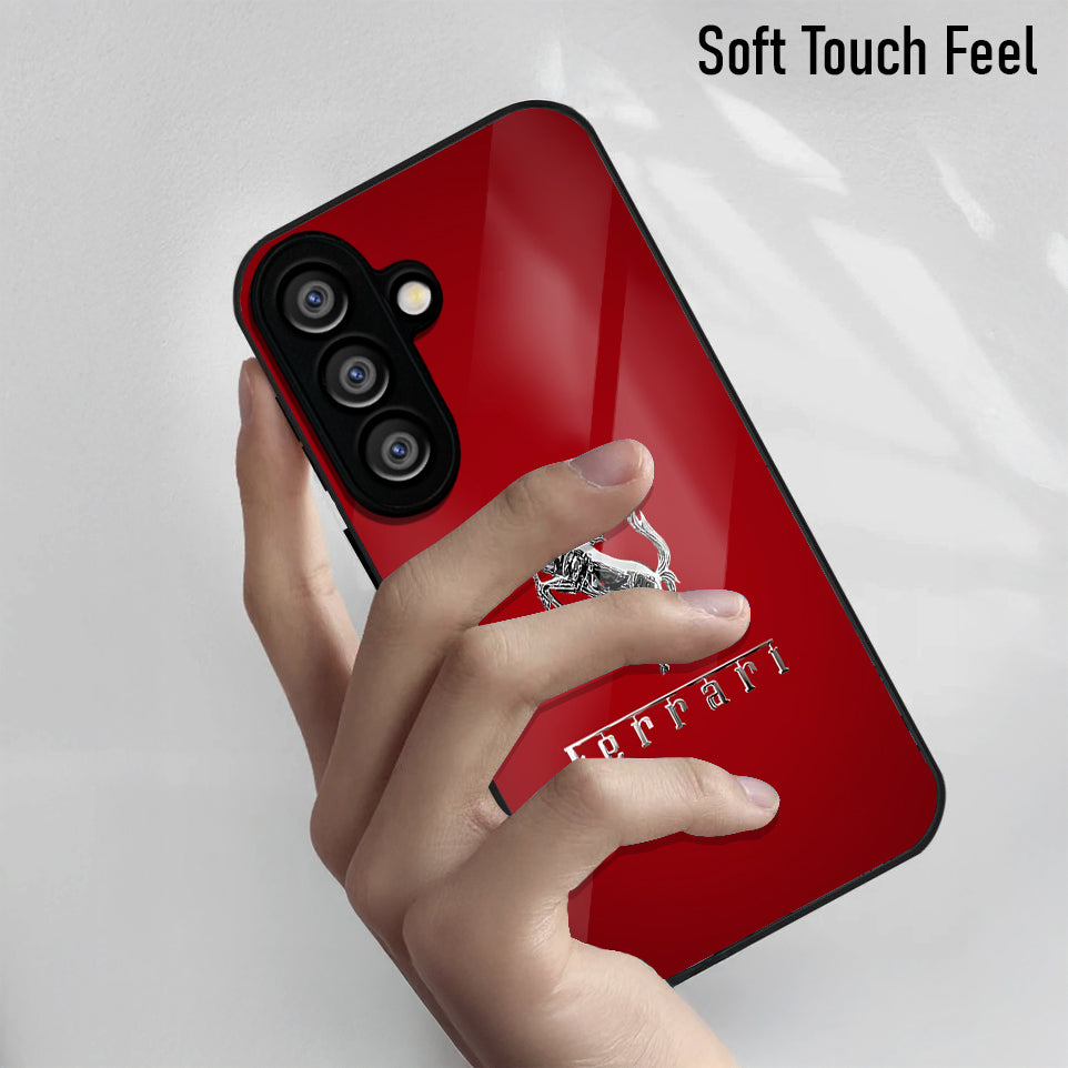 Samsung Galaxy A36 Premium Acrylic Shockproof Glass Back Case (Ferrari Passion)