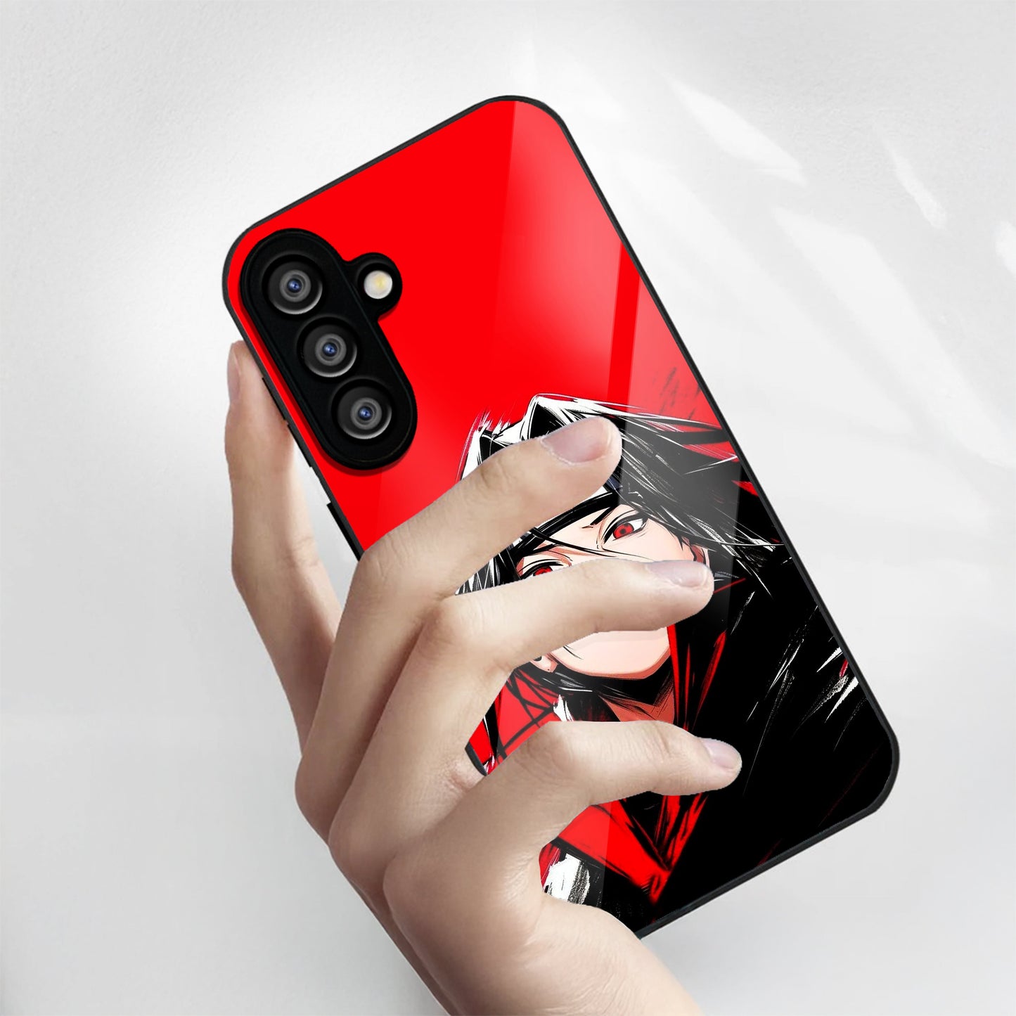 Samsung Galaxy A36 Premium Acrylic Shockproof Glass Back Case (Stylish Uchiha)