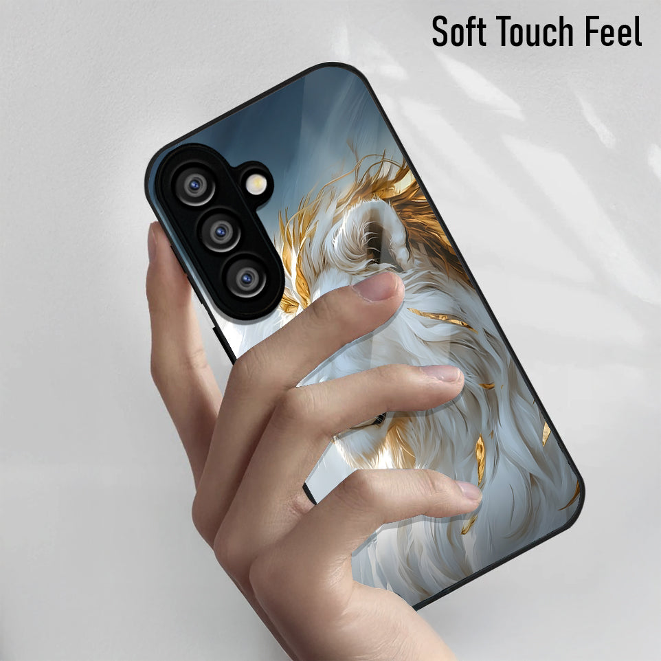 Samsung Galaxy A36 Premium Acrylic Shockproof Glass Back Case (Lion Glory)