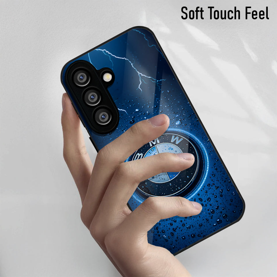 Samsung Galaxy A36 Premium Acrylic Shockproof Glass Back Case (Lightning Badge)