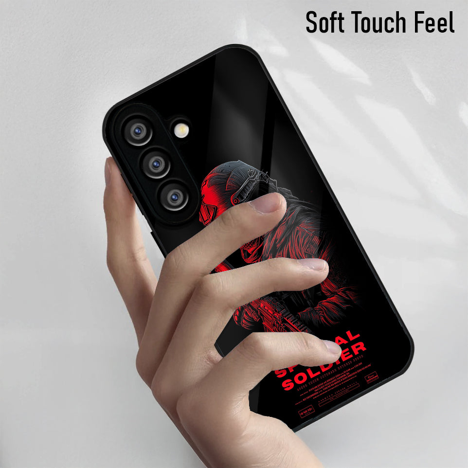 Samsung Galaxy A56 Premium Acrylic Shockproof Glass Back Case (Special Soldier)