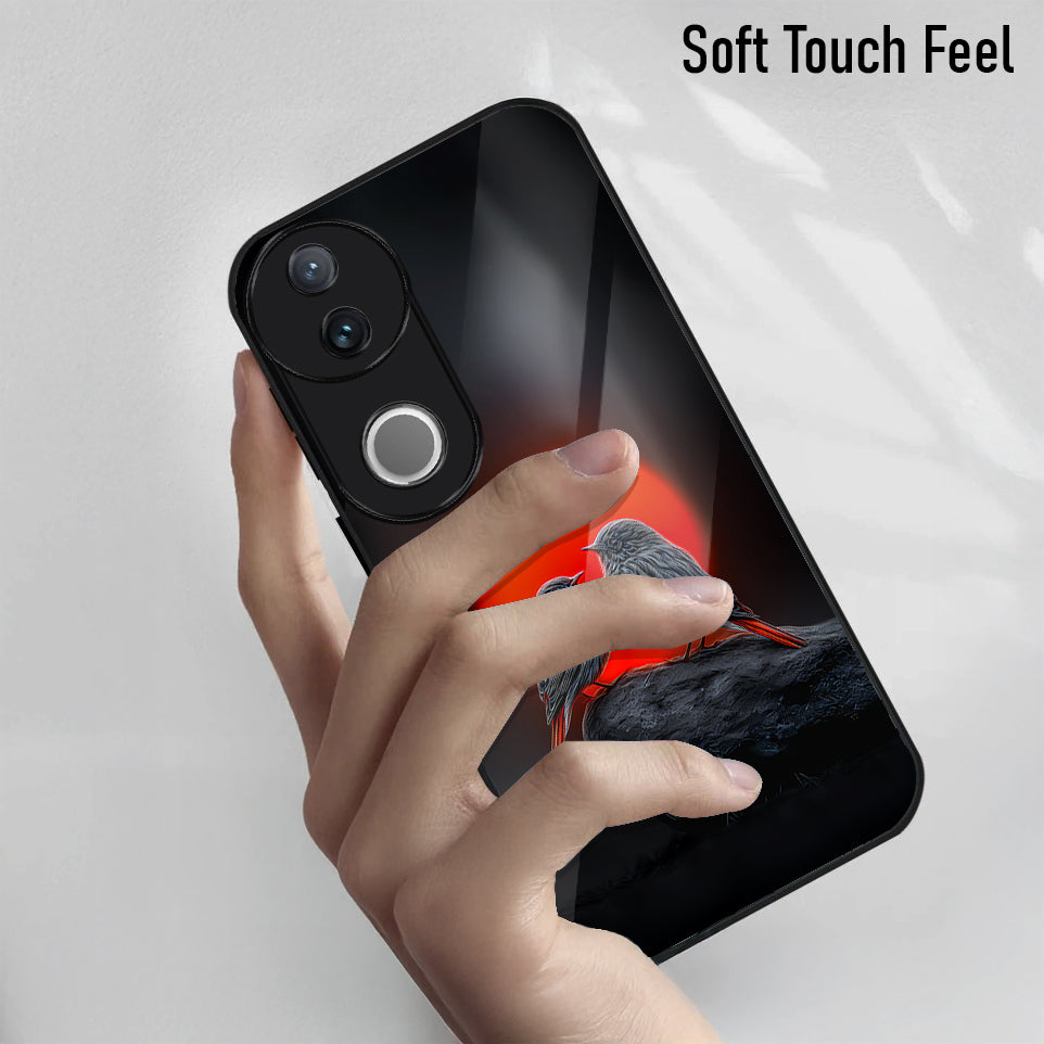 Vivo V50 5G Premium Acrylic Shockproof Glass Back Case (Sunset Love)