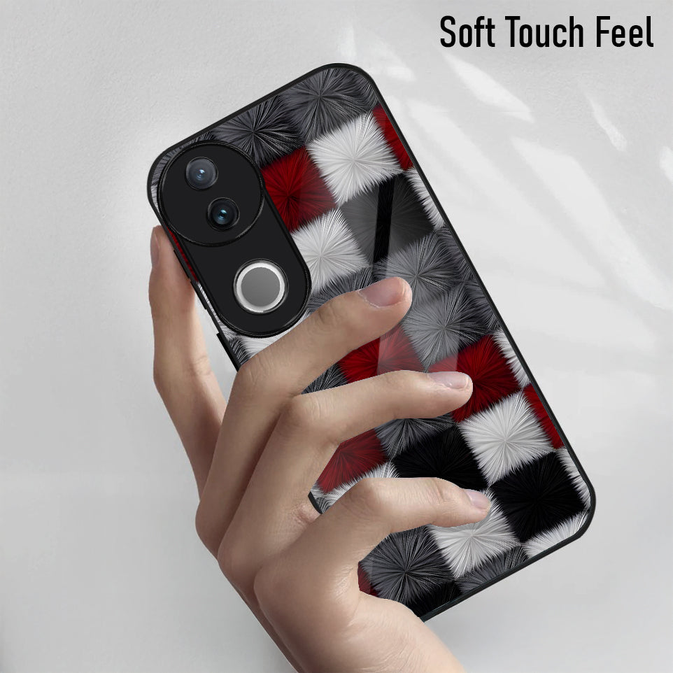 Vivo V50 5G Premium Acrylic Shockproof Glass Back Case (Pixel Blocks)