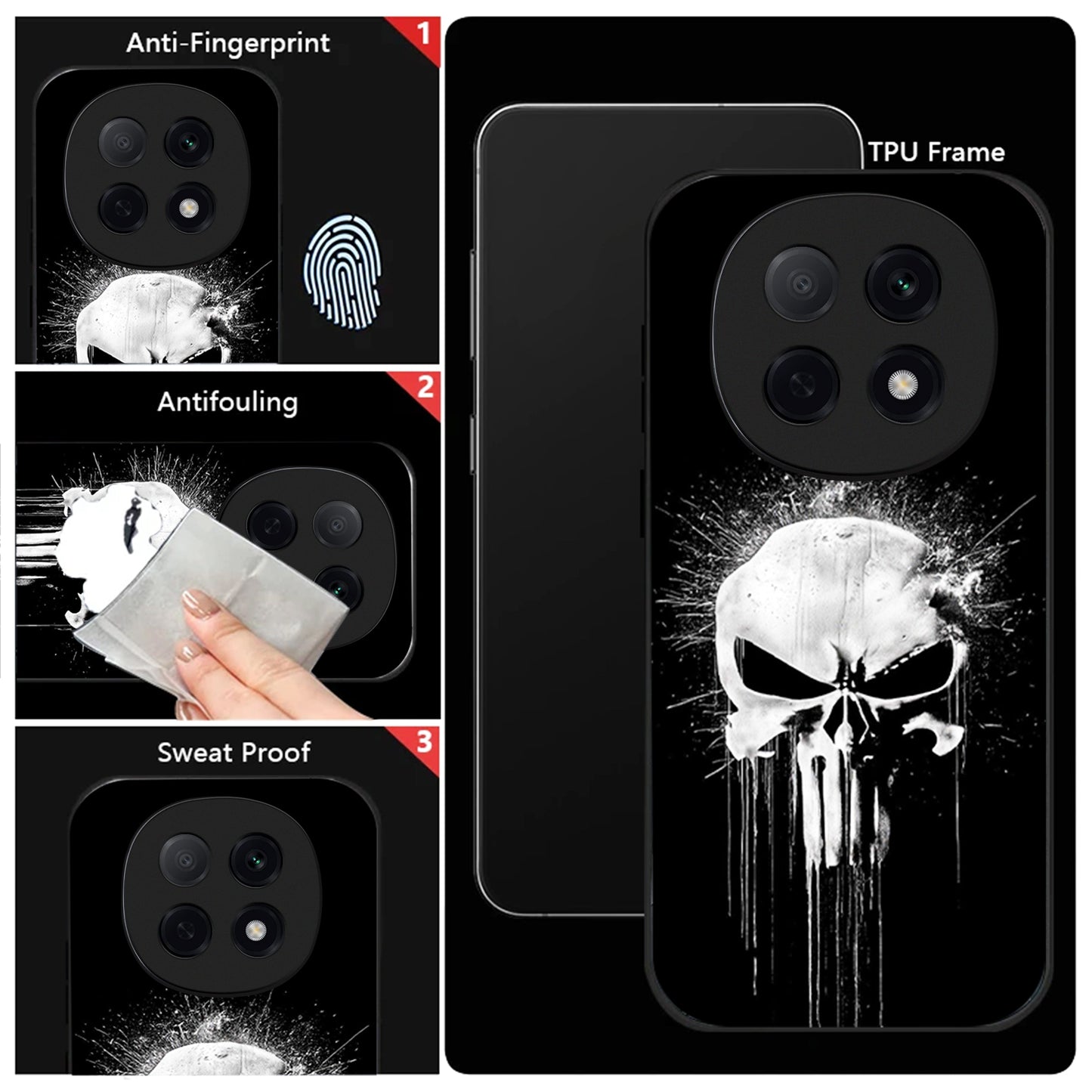 OPPO F29 Pro 5G Premium Acrylic Shockproof Glass Back Case (Punisher Skull)