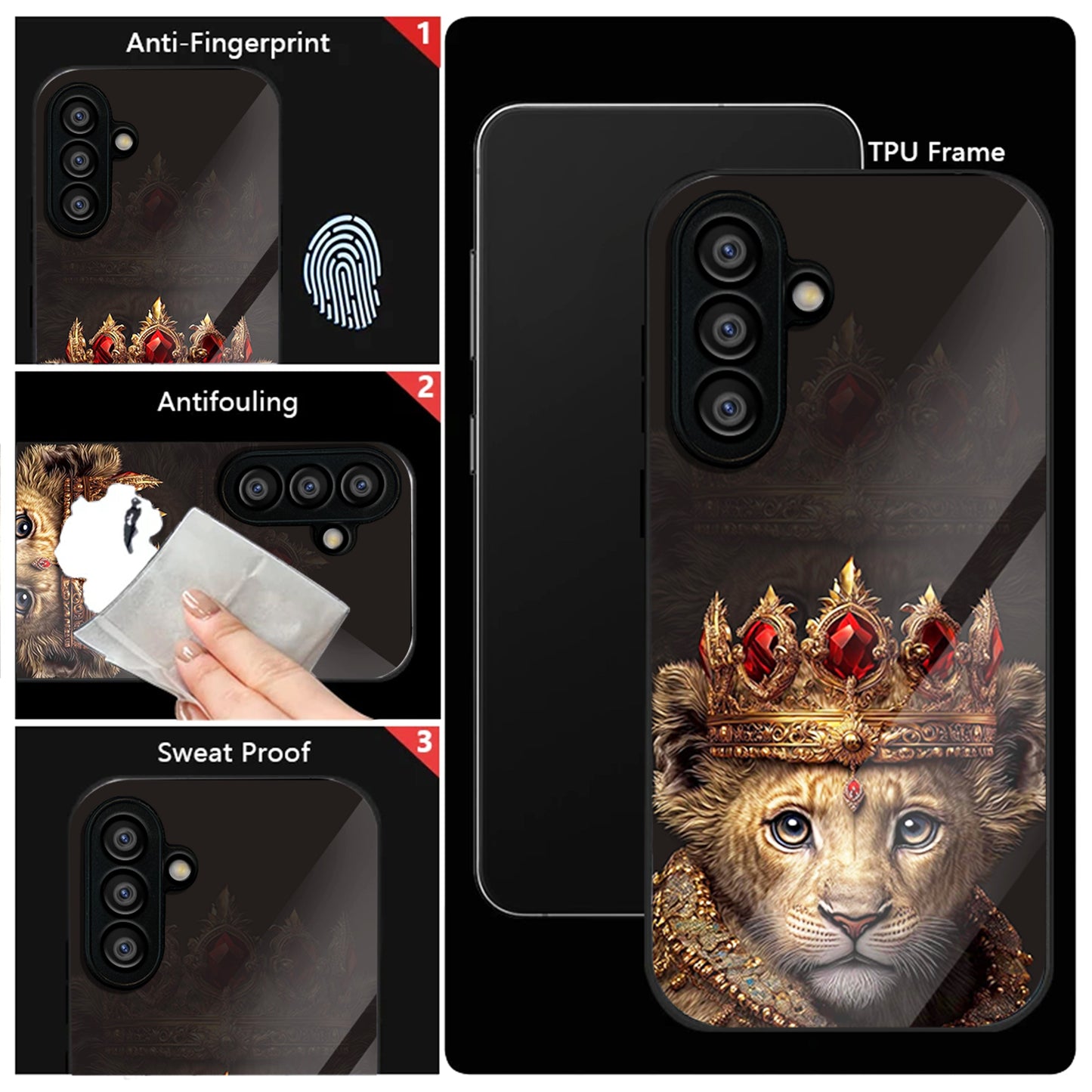 Samsung Galaxy A56 Premium Acrylic Shockproof Glass Back Case (Royal Crown)