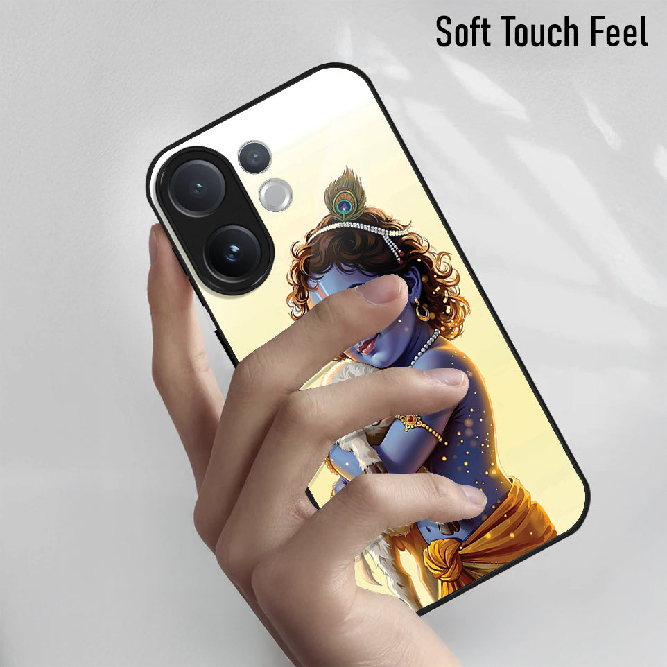 Vivo V60 5G Premium Acrylic Shockproof Glass Back Case (Cute Krishna)