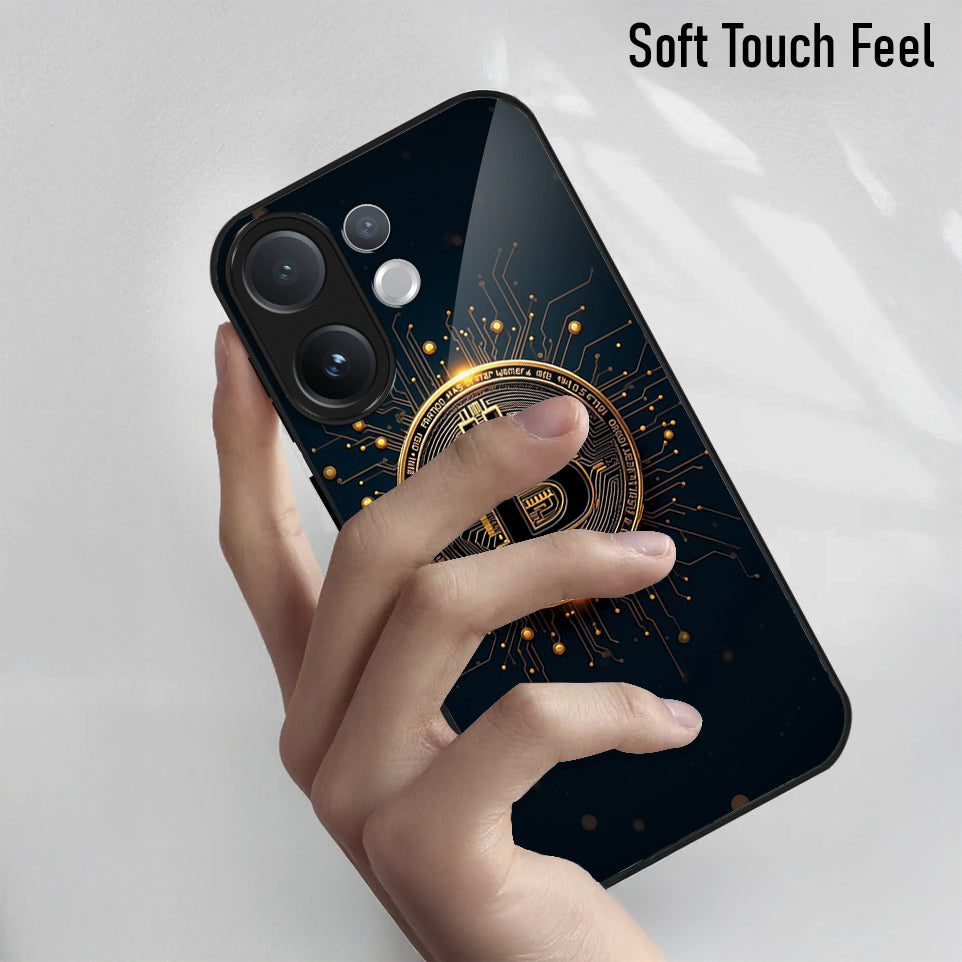 Vivo V60 5G Premium Acrylic Shockproof Glass Back Case (Bitcoin Armor)