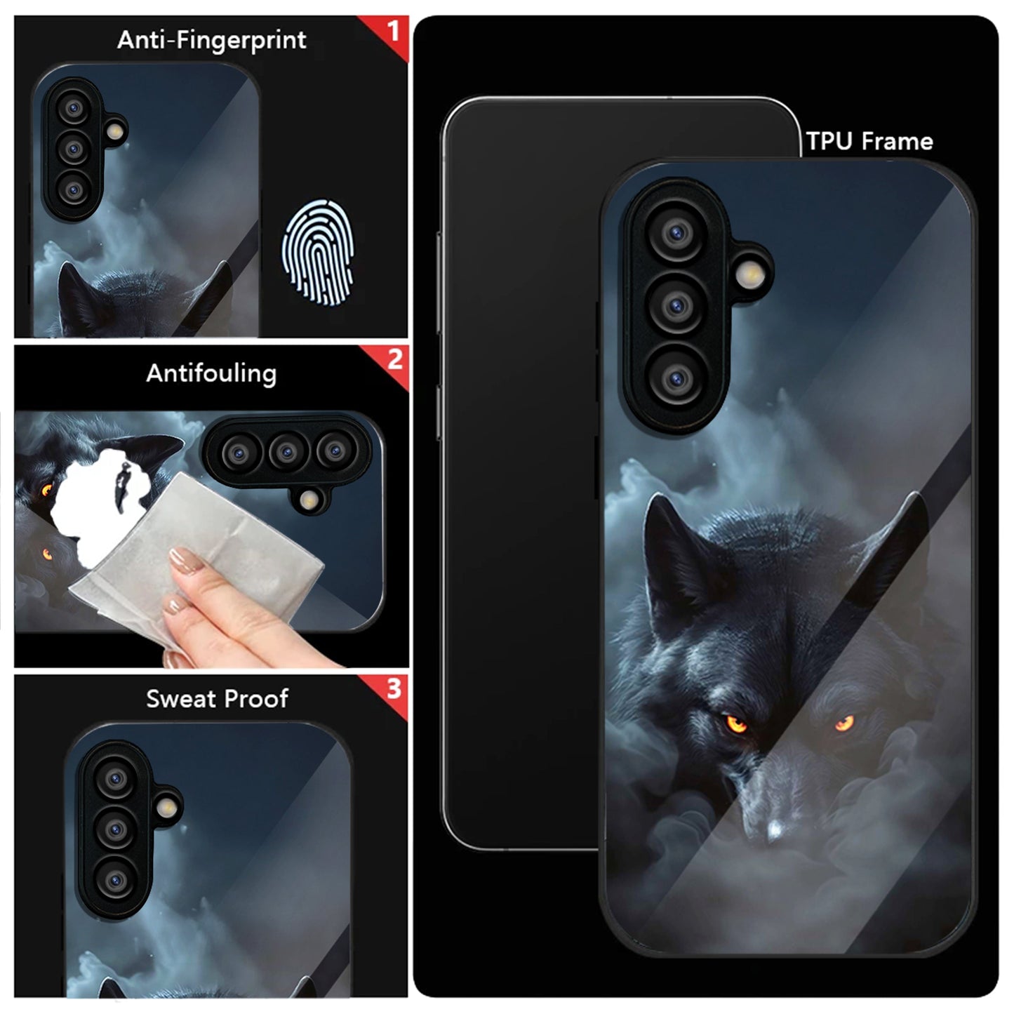 Samsung Galaxy A56 Premium Acrylic Shockproof Glass Back Case (Beast Wolf)