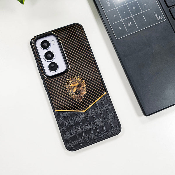 OPPO Reno 12 Pro 5G Luxury Lion Pattern Leather And Liquid Silicone Case
