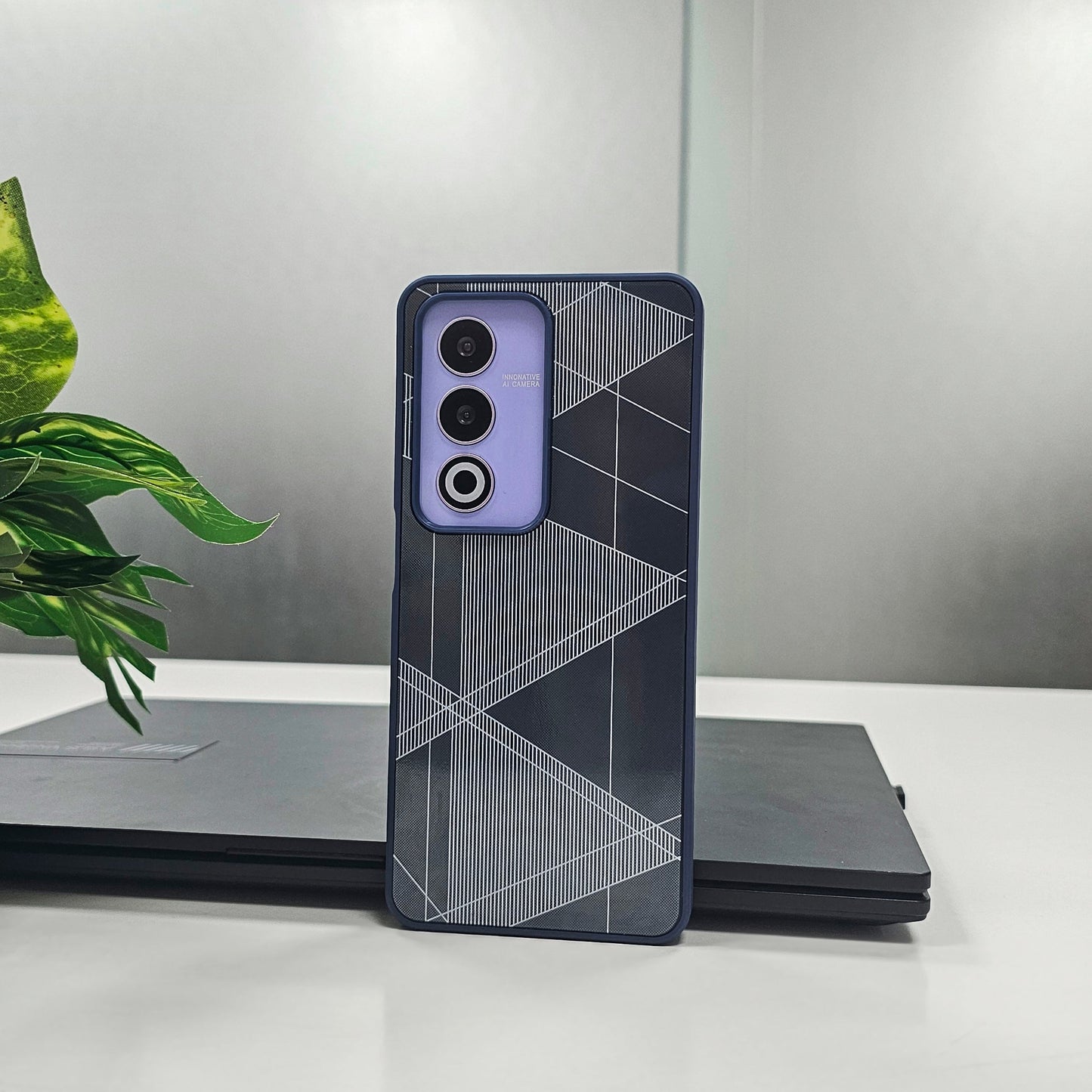 Oppo A3 5G Triangle Pattern Matte Back Shockproof Case