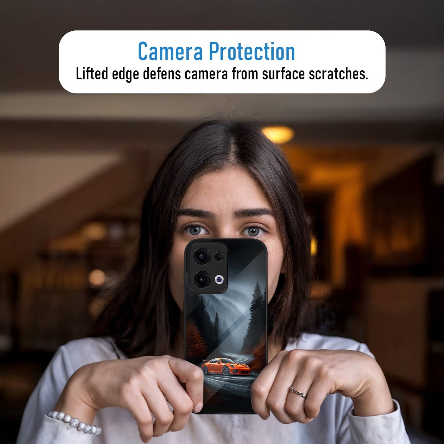 Oppo Reno 13 5G Premium Acrylic Shockproof Glass Back Case (Nissan GTR)