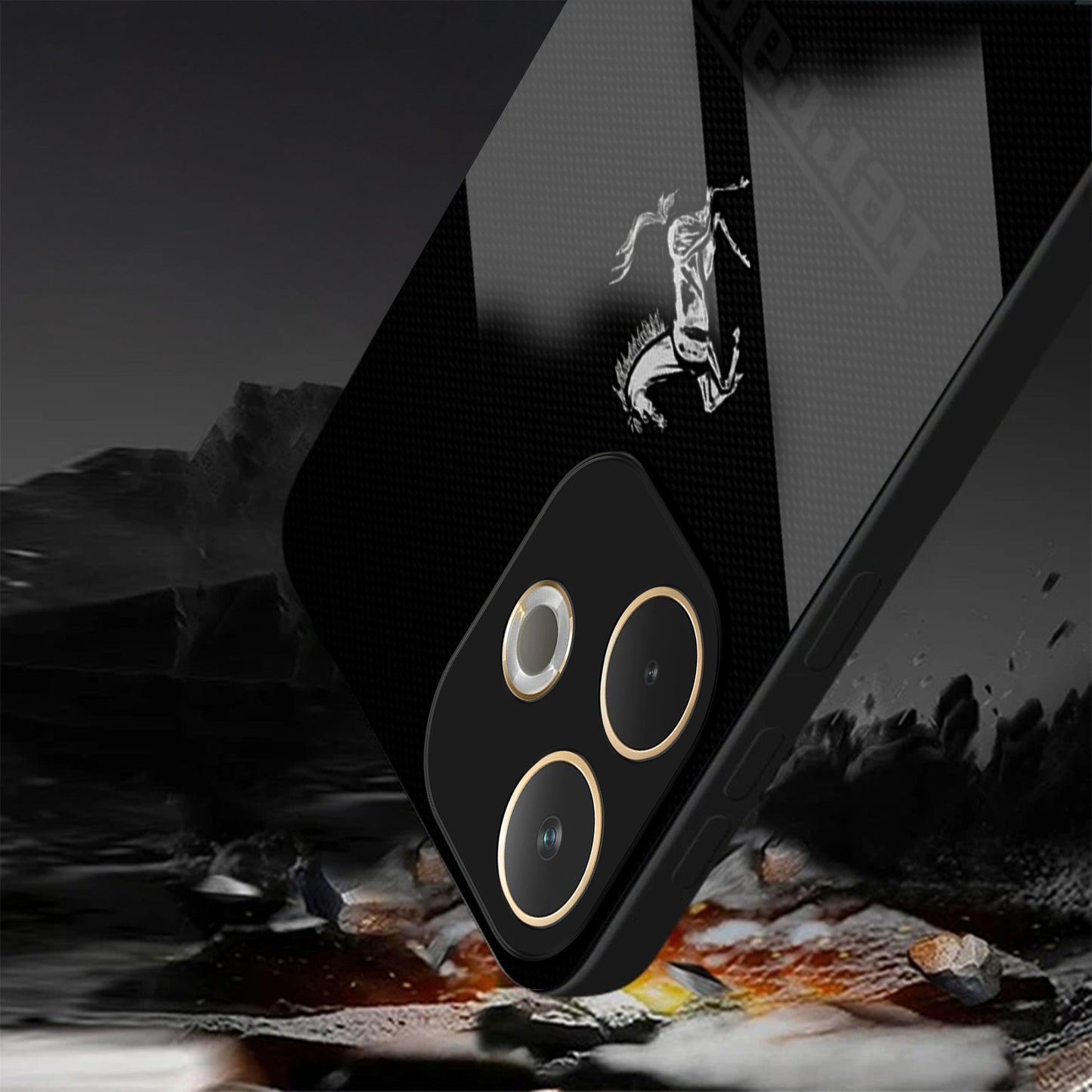 Oppo A5 Pro 5G Premium Acrylic Shockproof Glass Back Case (Ferrari Carbon Fiber)