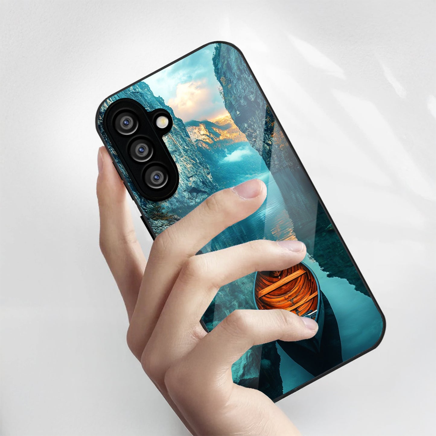 Samsung Galaxy A36 Premium Acrylic Shockproof Glass Back Case (Silent Lake)