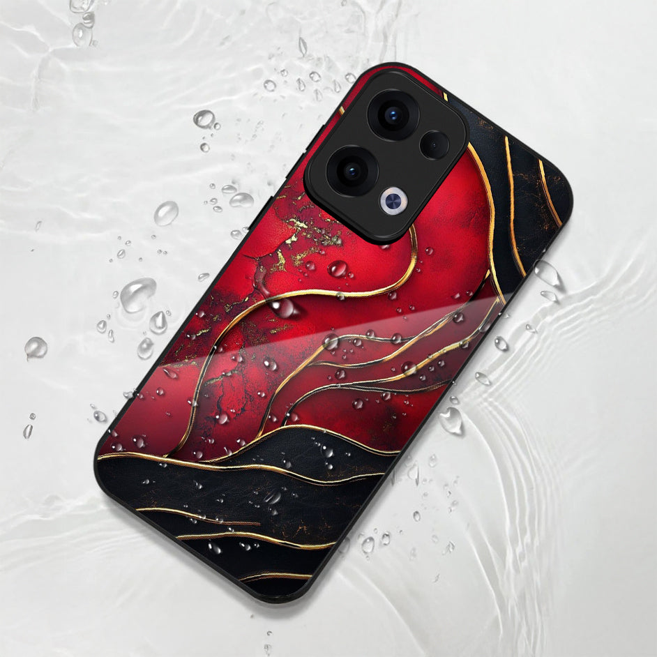 Oppo Reno 13 5G Premium Acrylic Shockproof Glass Back Case (Golden Blaze)