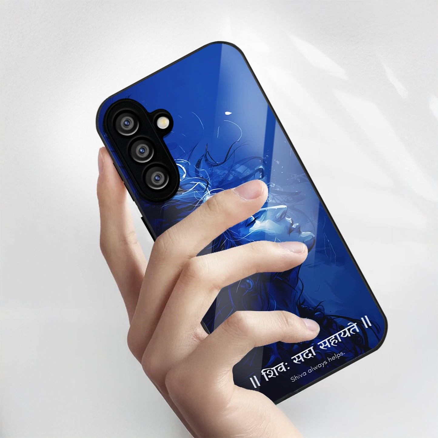 Samsung Galaxy A36 Premium Acrylic Shockproof Glass Back Case (Blue Divine)