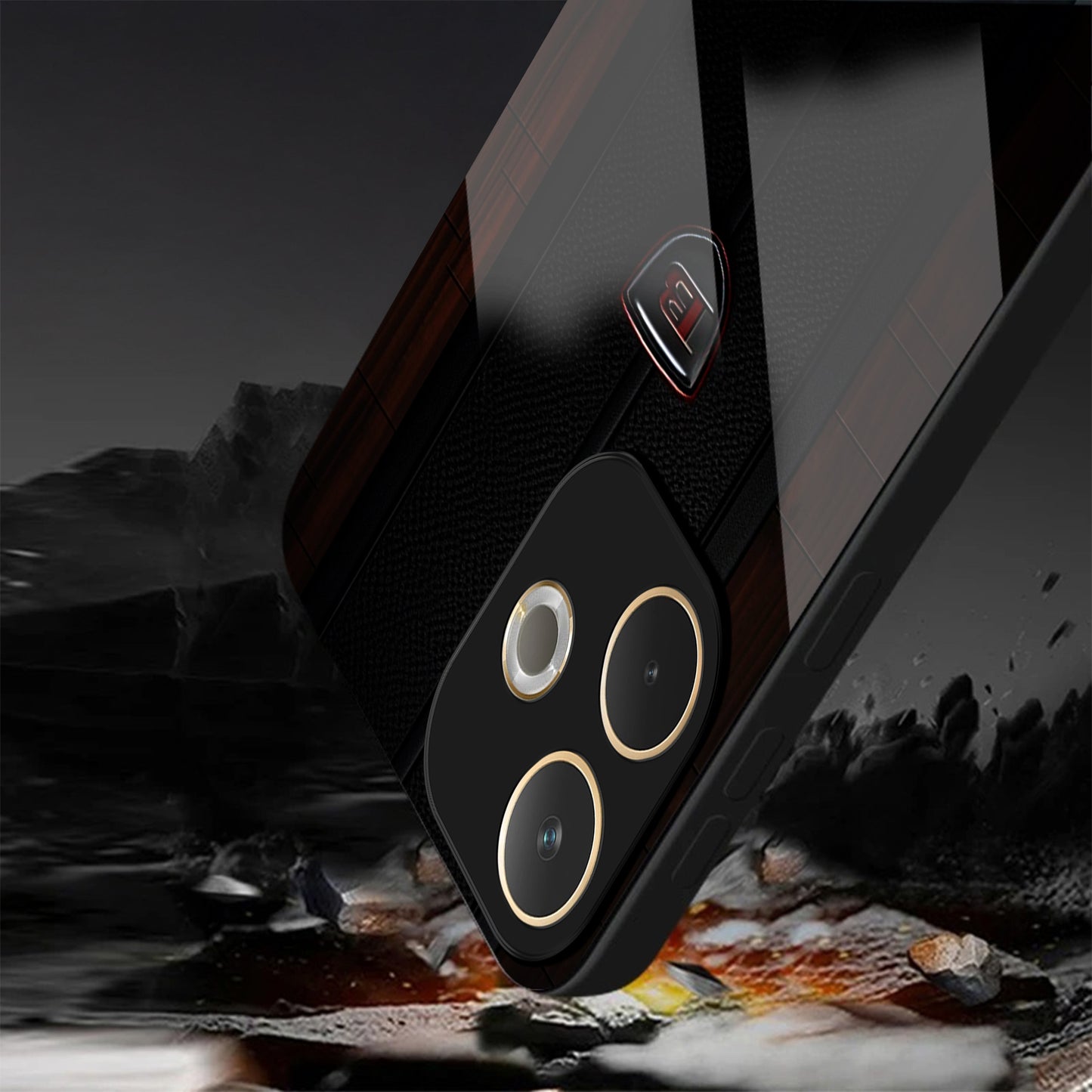 Oppo A5 Pro 5G Premium Acrylic Shockproof Glass Back Case (Carbon Oak)