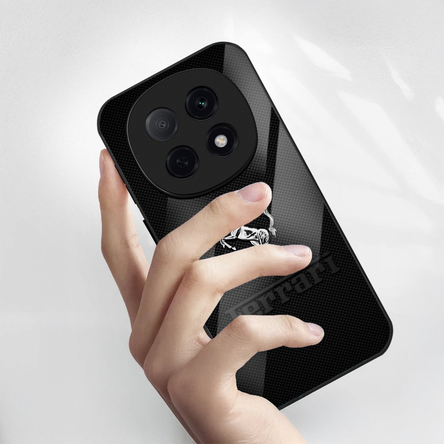 OPPO F29 Pro 5G Premium Acrylic Shockproof Glass Back Case (Ferrari Carbon Fiber)