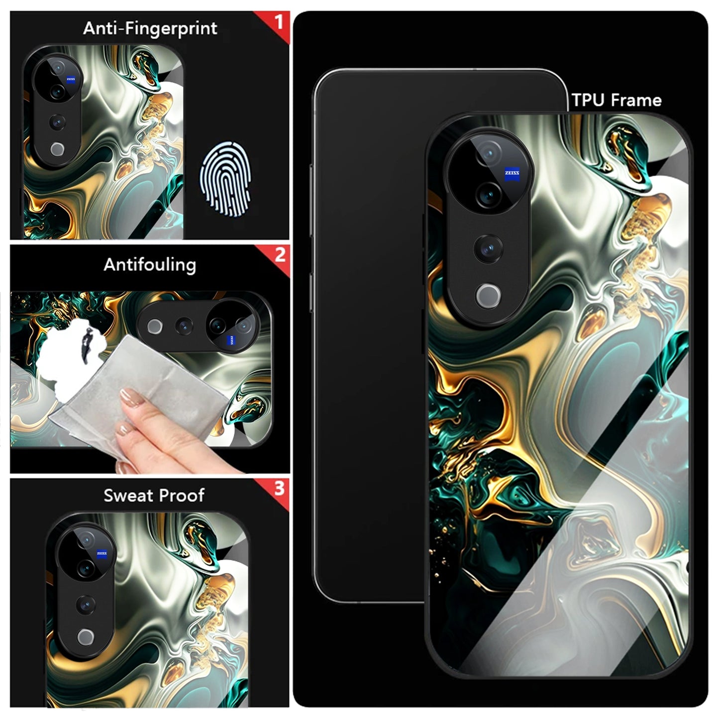 Vivo V40 Pro 5G Premium Acrylic Shockproof Glass Back Case (Ocean Ember)