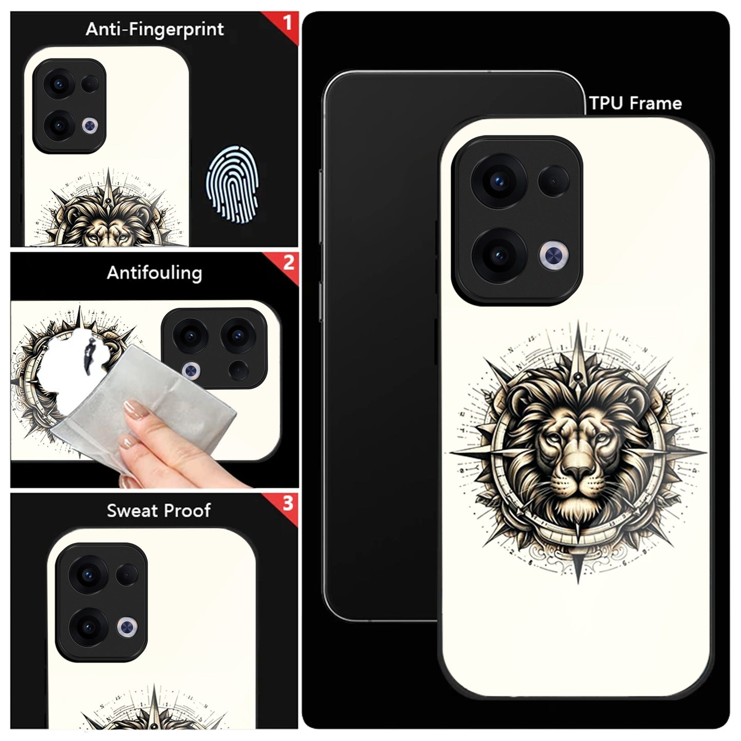 Oppo Reno 13 5G Premium Acrylic Shockproof Glass Back Case (Compass King)