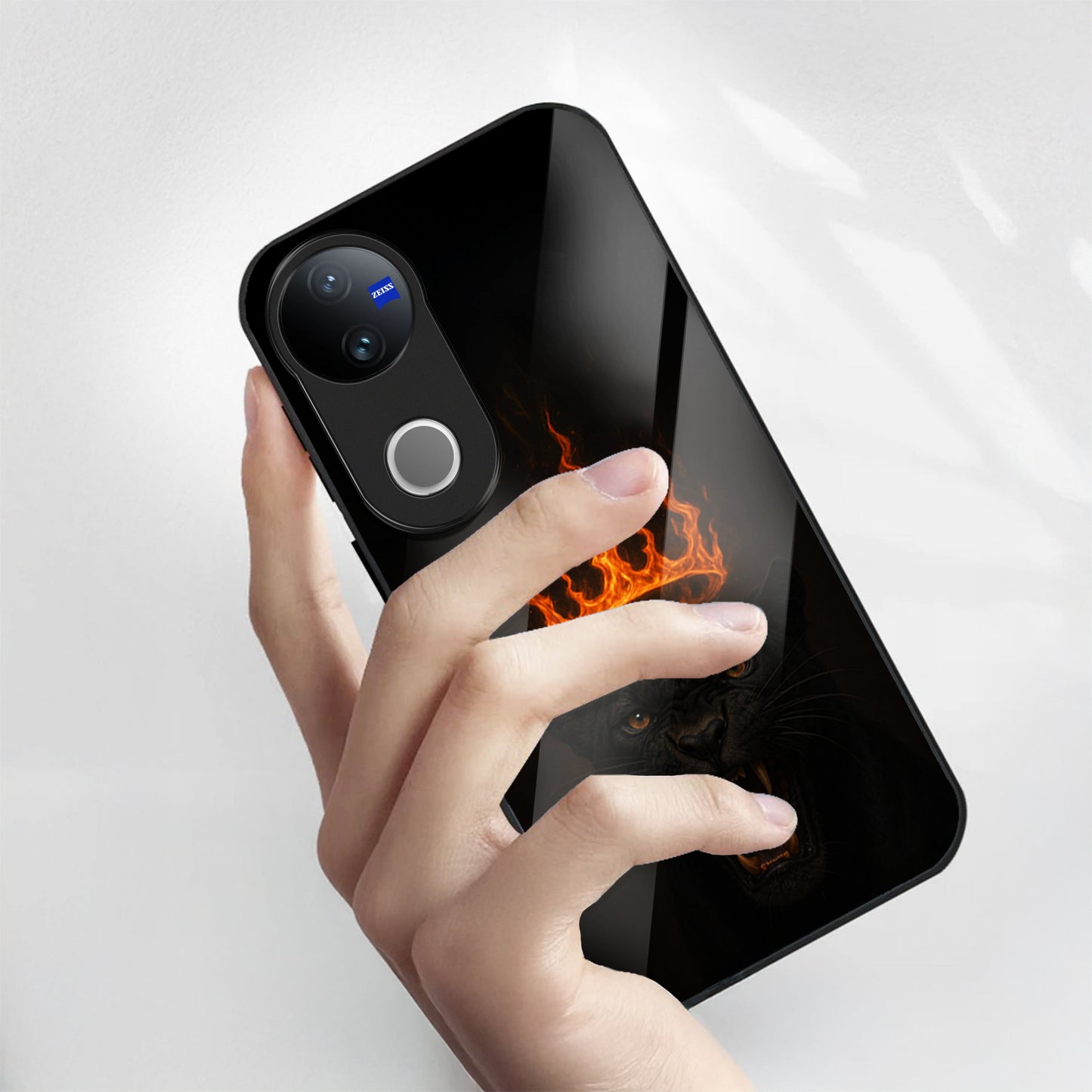 Vivo V50 5G Premium Acrylic Shockproof Glass Back Case (Crowned Inferno)