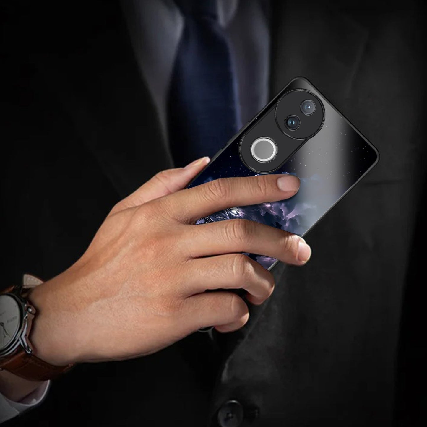 Vivo V50 5G Premium Acrylic Shockproof Glass Back Case (Storm King)