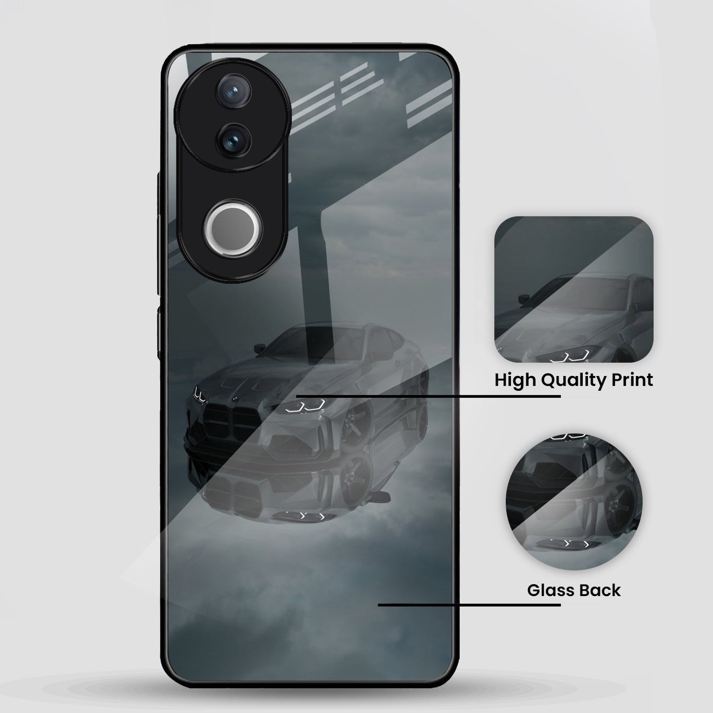 Vivo V50 5G Premium Acrylic Shockproof Glass Back Case ( Night Rider )
