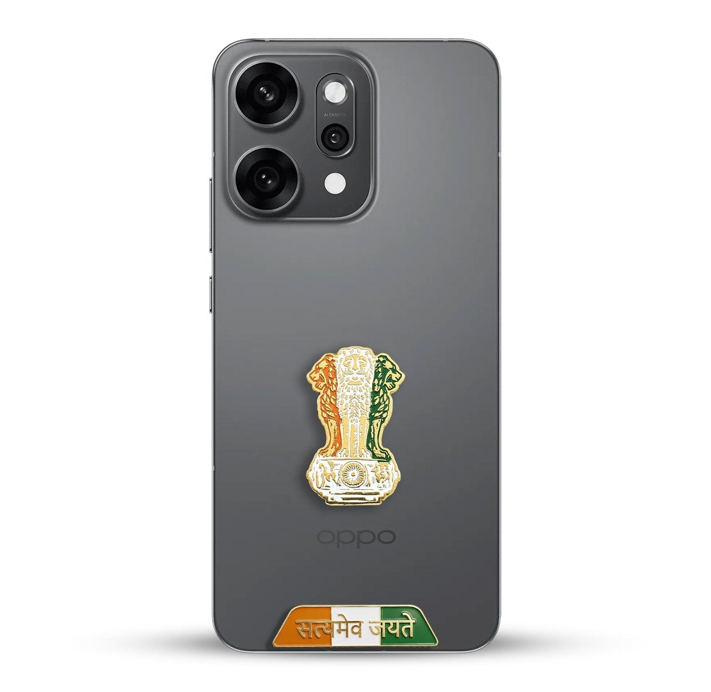 OPPO Reno 14 Pro 5G Compatible Satyamev Jayate 3D Metal Emblem Sticker