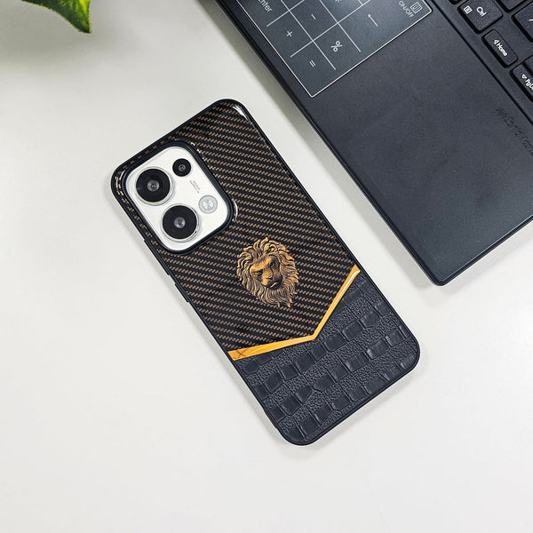 Oppo Reno13 5G Luxury Lion Pattern Leather And Liquid Silicone Case