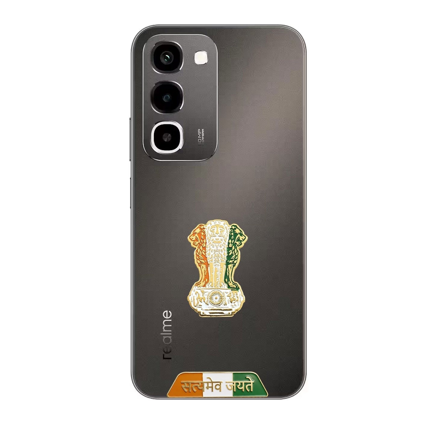 Realme P4R 5G Compatible Satyamev Jayate 3D Metal Emblem Sticker