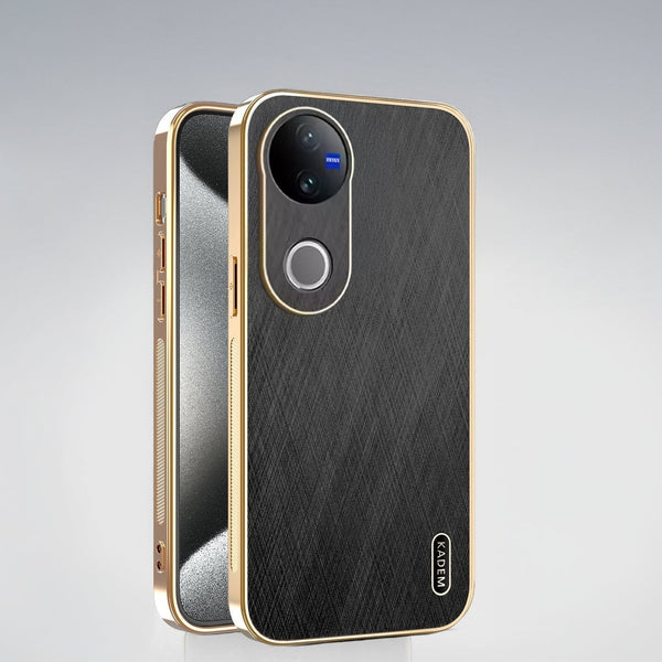 Vivo V50 5G Premium Electroplated Frame Gold Thread Pattern Soft Case
