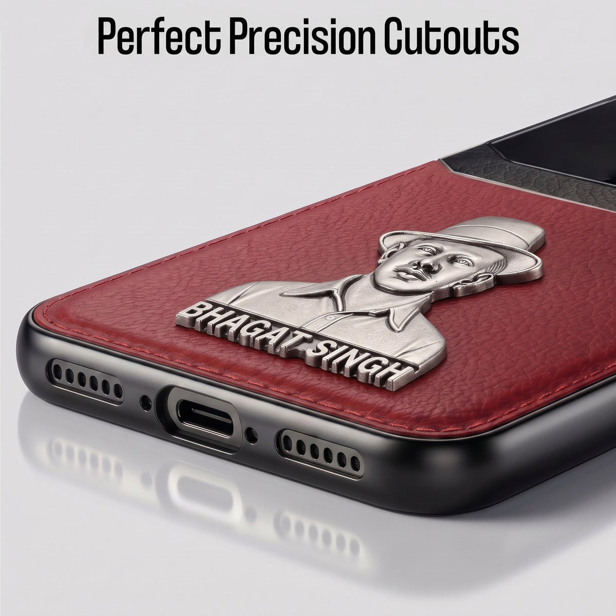 Oppo Reno 14 5G Shaheed Bhagat Singh 3D Metal Leather Back Case