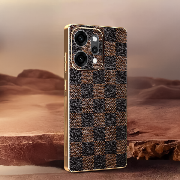 Oppo Reno 14 5G Luxury Checkered Leather Back Case