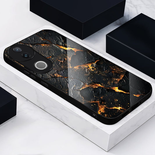 Vivo V50 5G Premium Acrylic Shockproof Glass Back Case (Volcanic Gold)