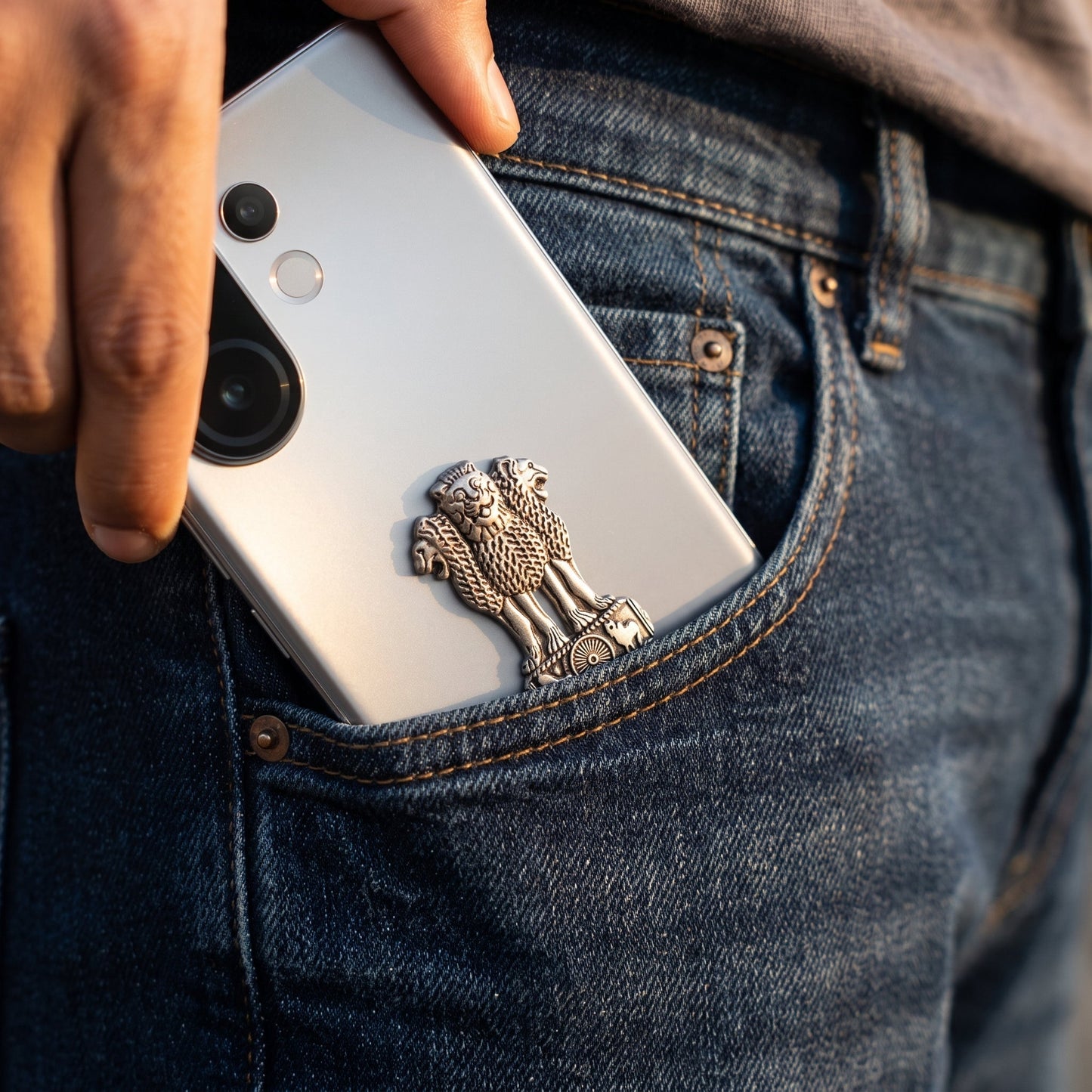 Vivo X200 FE 5G Compatible Satyamev Jayate 3D Metal Emblem Sticker