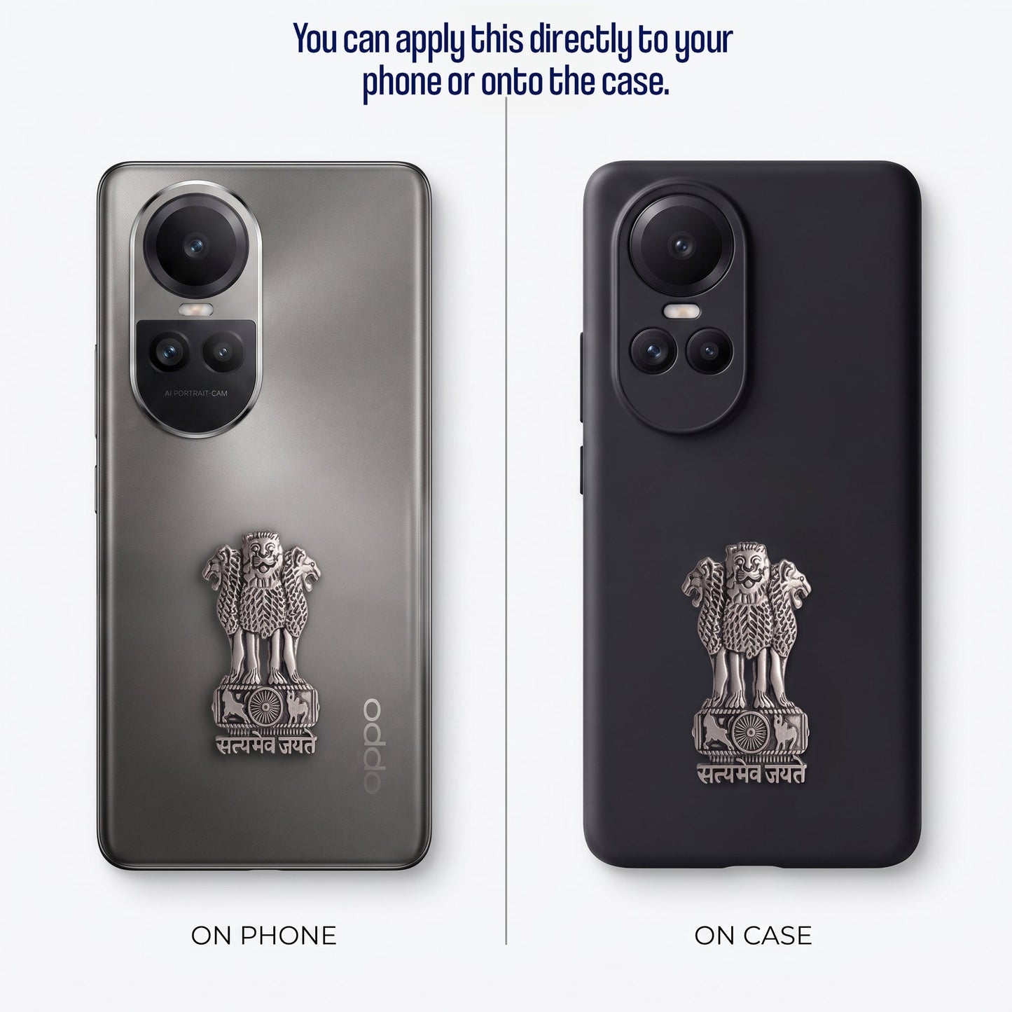 Oppo Reno 10 5G Compatible Satyamev Jayate 3D Metal Emblem Sticker