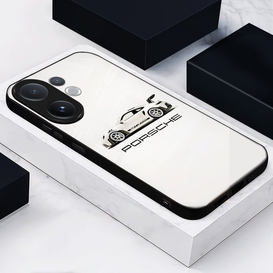 Vivo V60 5G Premium Acrylic Shockproof Glass Back Case (White Porsche)