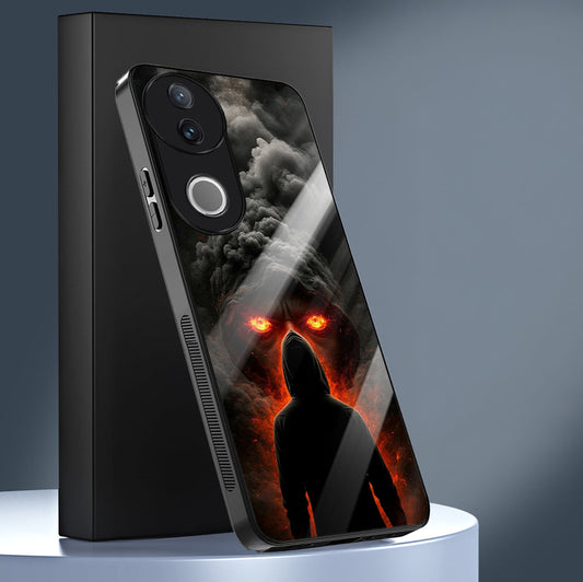 Vivo V50 5G Premium Acrylic Shockproof Glass Back Case (Dark Flame)