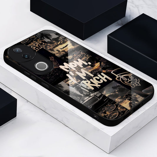 Vivo V50 5G Premium Acrylic Shockproof Glass Back Case (Wealth Vibes)