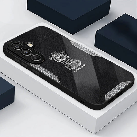 Samsung Galaxy A56 5G Premium Acrylic Shockproof Glass Back Case (Satyamev Leather)