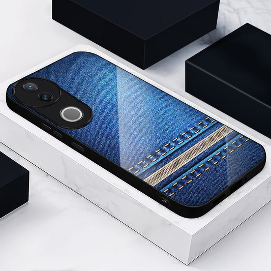 Vivo V50 5G Premium Acrylic Shockproof Glass Back Case (Denim Shield)