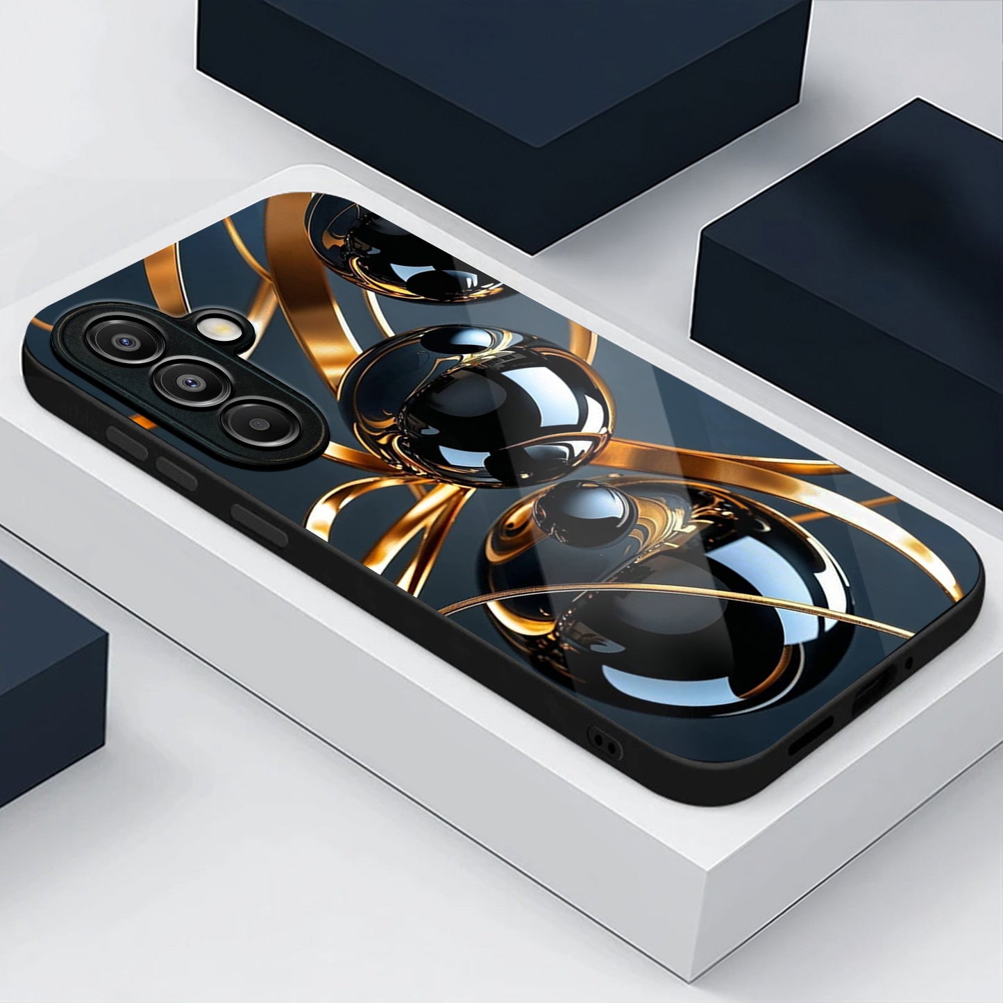 Samsung Galaxy A56 Premium Acrylic Shockproof Glass Back Case (Shiny Sphere)