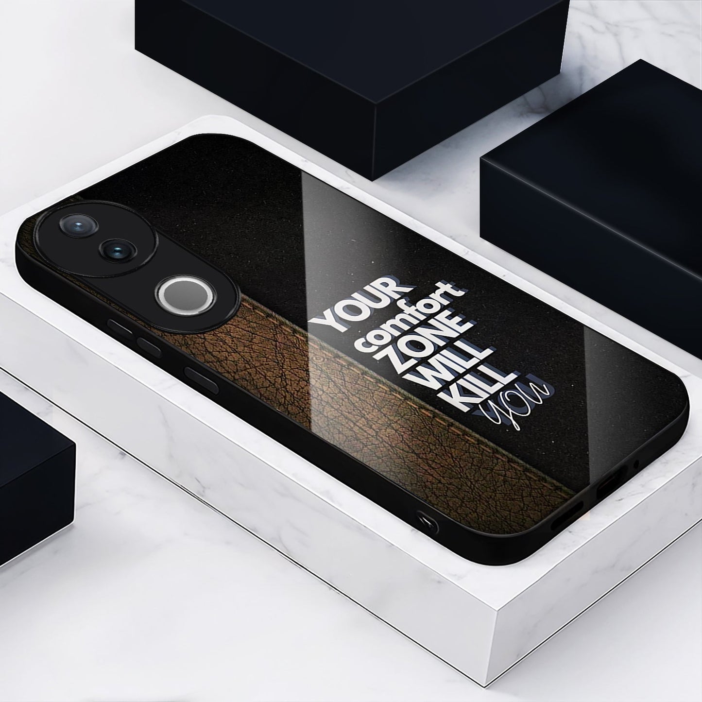 Vivo V50 5G Premium Acrylic Shockproof Glass Back Case (Comfort Zone)