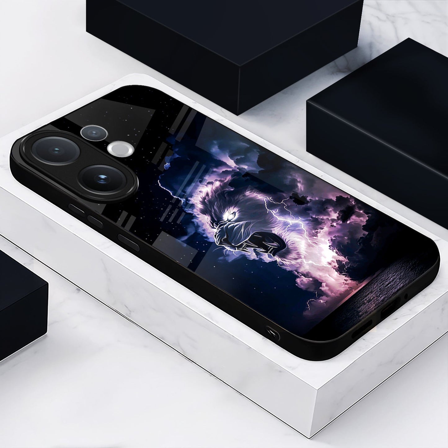 Vivo V60 5G Premium Acrylic Shockproof Glass Back Case (Storm King)