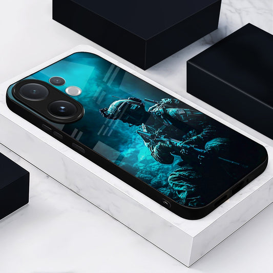 Vivo V60 5G Premium Acrylic Shockproof Glass Back Case (Soldier Case)